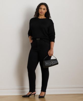 Plus Size Cotton-Blend Crew Neck Sweater