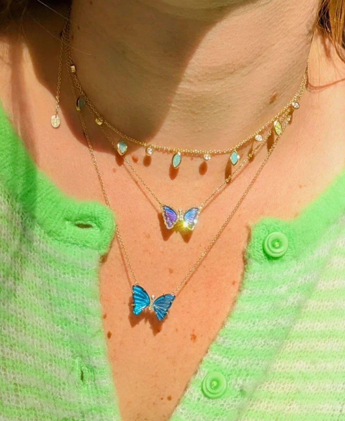 Kamaria Drops Of Spring Necklace With Lab-grown Opal In 14k Gold Plated Sterling Silver In Gold