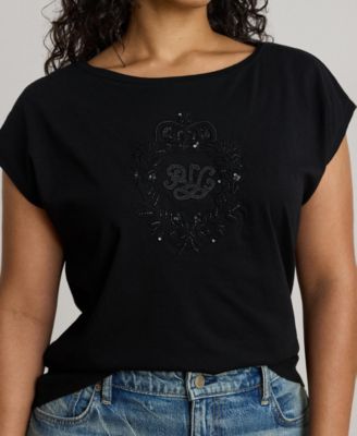 Plus Size Sequined-Crest Jersey T-Shirt