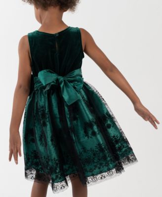 Girls' 2T-6X Bow Applique Border Mesh Dress