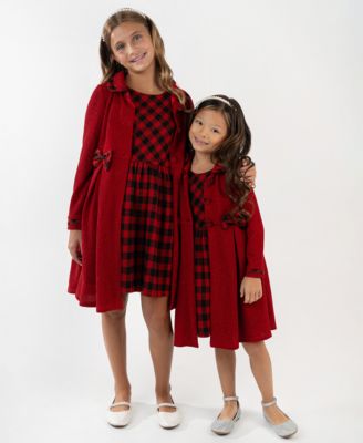 Girls' 2T-6X Long-Sleeve Coat and Dress, 2-Piece Set