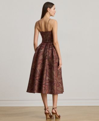 Women's Paisley Belted Cocktail Dress