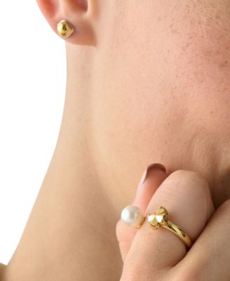 Imitation Pearl and Cubic Zirconia Flower Ring