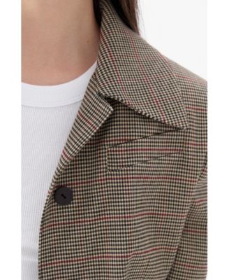Women's Plaid Padded Shoulder Jacket