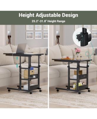 Height Adjustable C Table with USB Port and Wheels