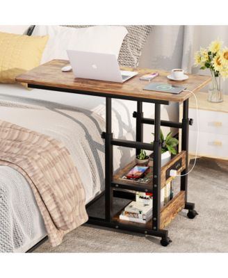 Height Adjustable C Table with USB Port and Wheels