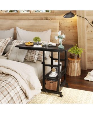 Height Adjustable C Table with USB Port and Wheels