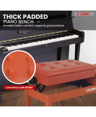 Duet Piano Bench 3.5 Inch Padded Cushioned Stool Wooden Heavy Duty Musician Chair w Storage
