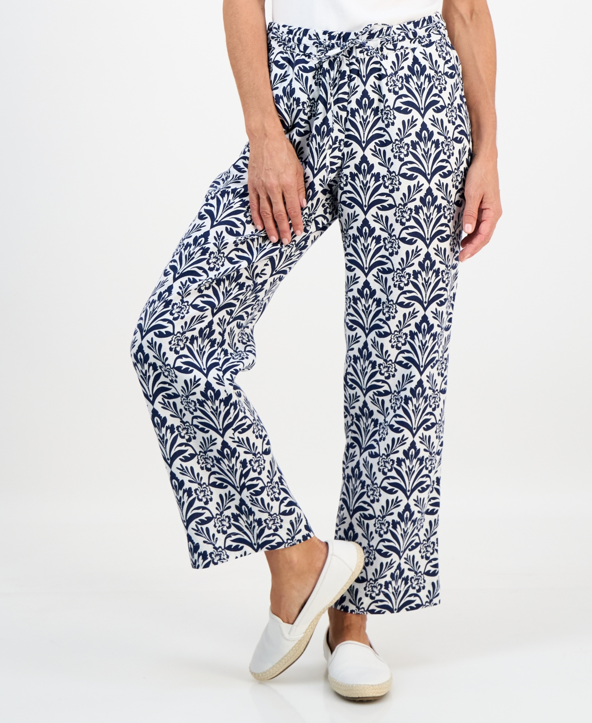 Charter Club Petite Tile Print Drawstring Pants, Macy's Exclusive