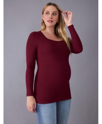 Maternity Square Neck Rib Knit Long Sleeve Tee - Motherhood