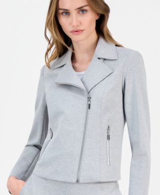 Anne Klein - Women's Notched Collar Knit Moto Jacket