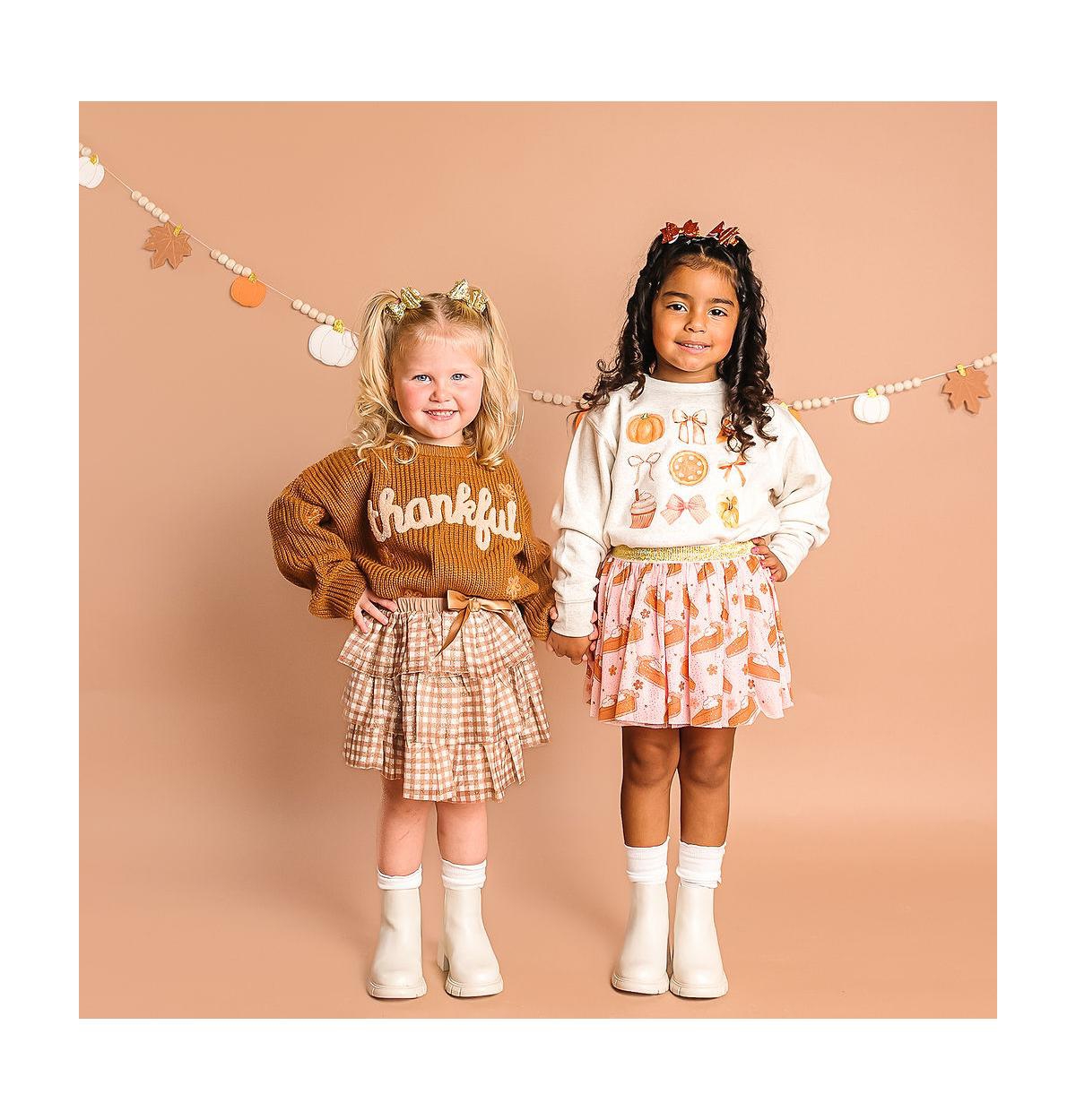 Sweet Wink Toddler Girls Thankful Thanksgiving Knit Sweater