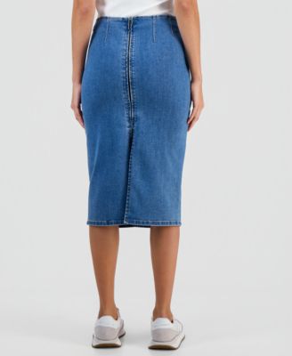 Petite Denim Pencil Midi Skirt, Macy's Exclusive