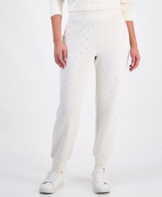 Petite Embellished High Rise Jogger Sweatpants, Macy's Exclusive