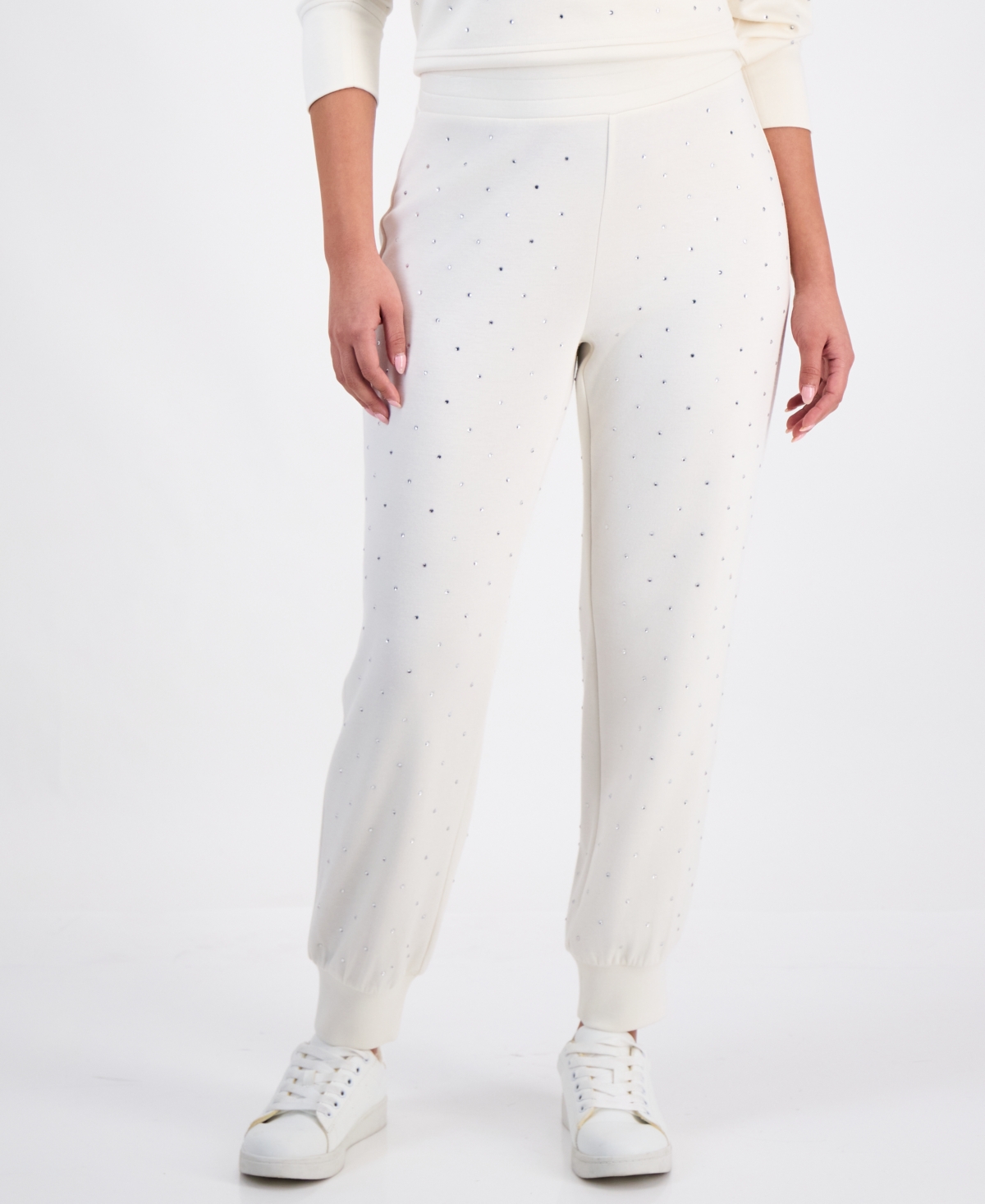 Inc International Concepts Petite Embellished High Rise Jogger Pants, Macy's Exclusive In White