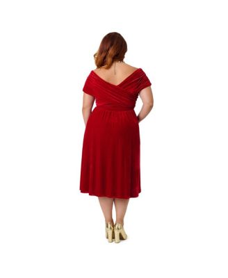 Plus Size Shirred Off Shoulder Swing Dress