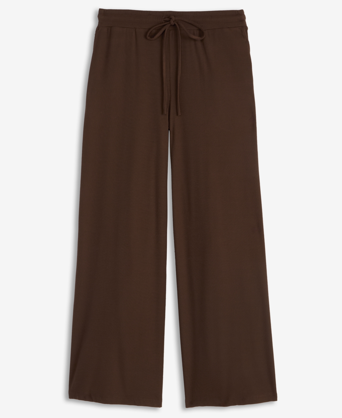 Inc International Concepts Petite Ribbed Knit High Rise Wide-leg Pants, Macy's Exclusive In Brown