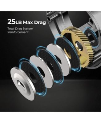 Chaos Pro Baitcasting Fishing Reel, CNC Machined Round Catfish Reel with 25LB Max Drag, Trolling Reel with Level Wind & Magnetic Braking System