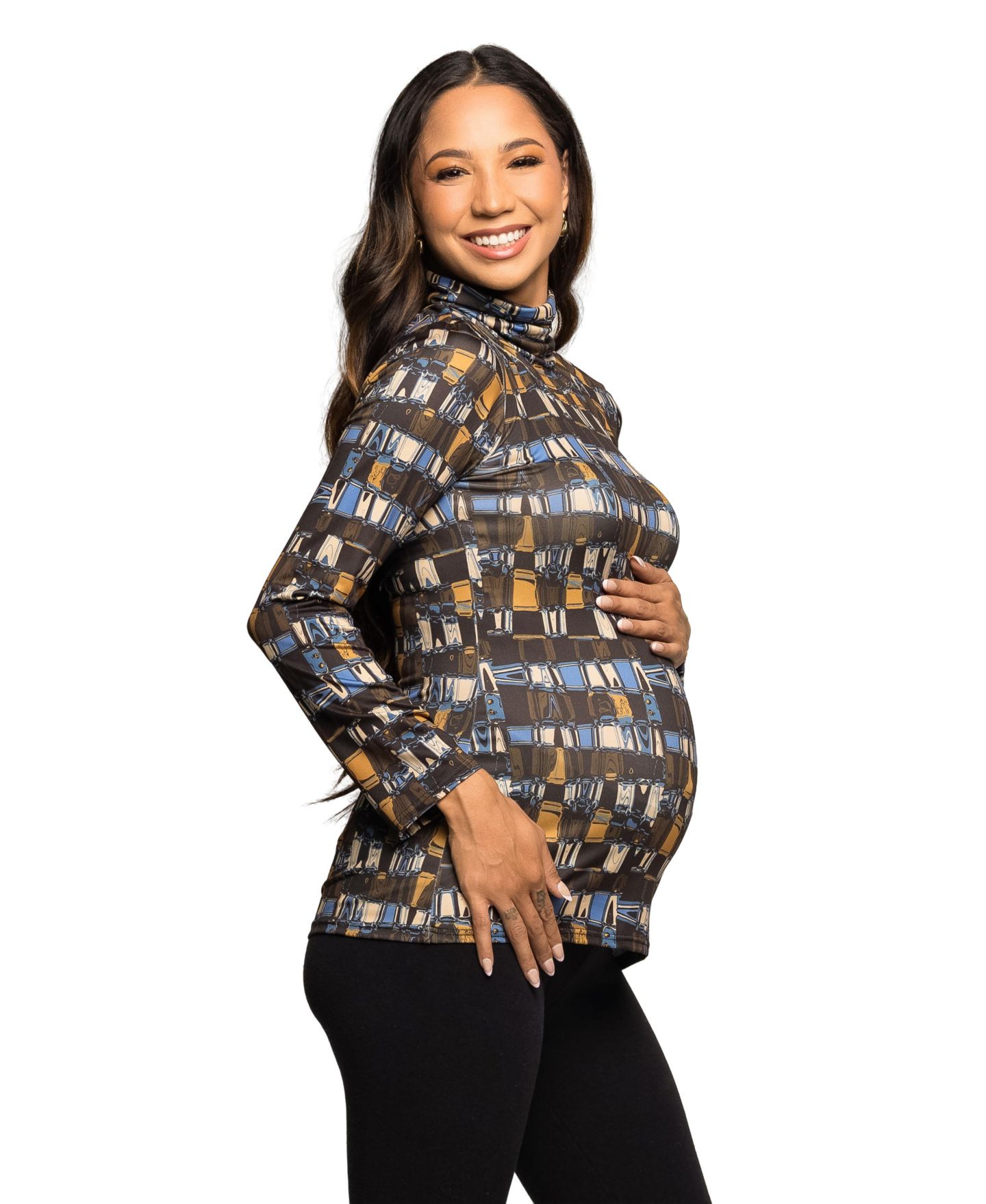 Женский топ 24seven Comfort Apparel Maternity Long Sleeve Top, цвет: Чёрный разноцветный — фото 2
