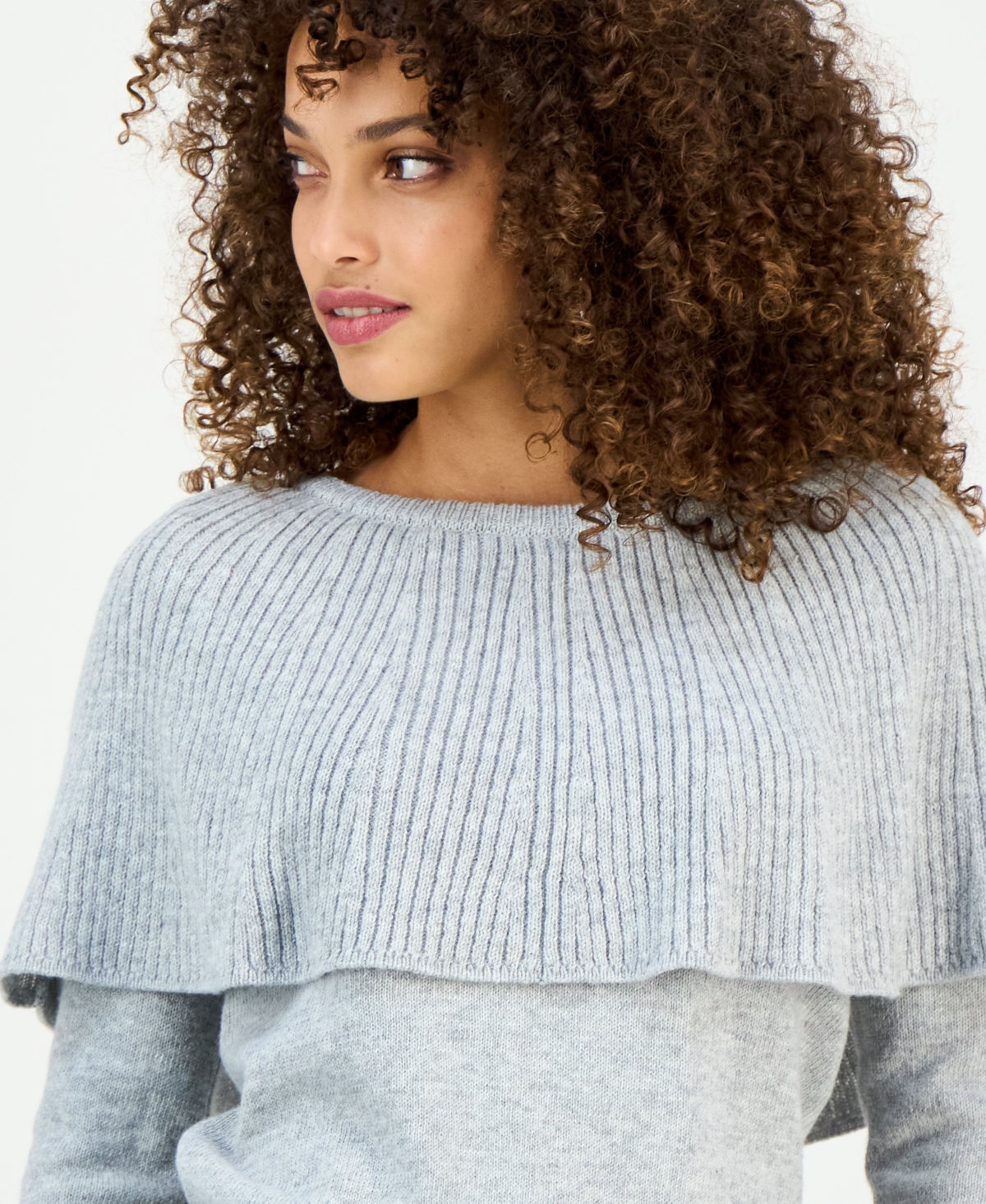Inc International Concepts Petite Caped Sweater, Macy's Exclusive In Gray