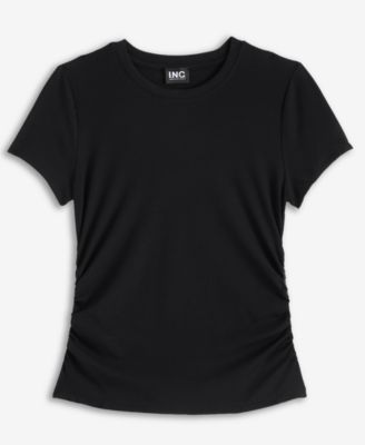 Petite Side-Ruched Ribbed Knit T-Shirt, Macy's Exclusive