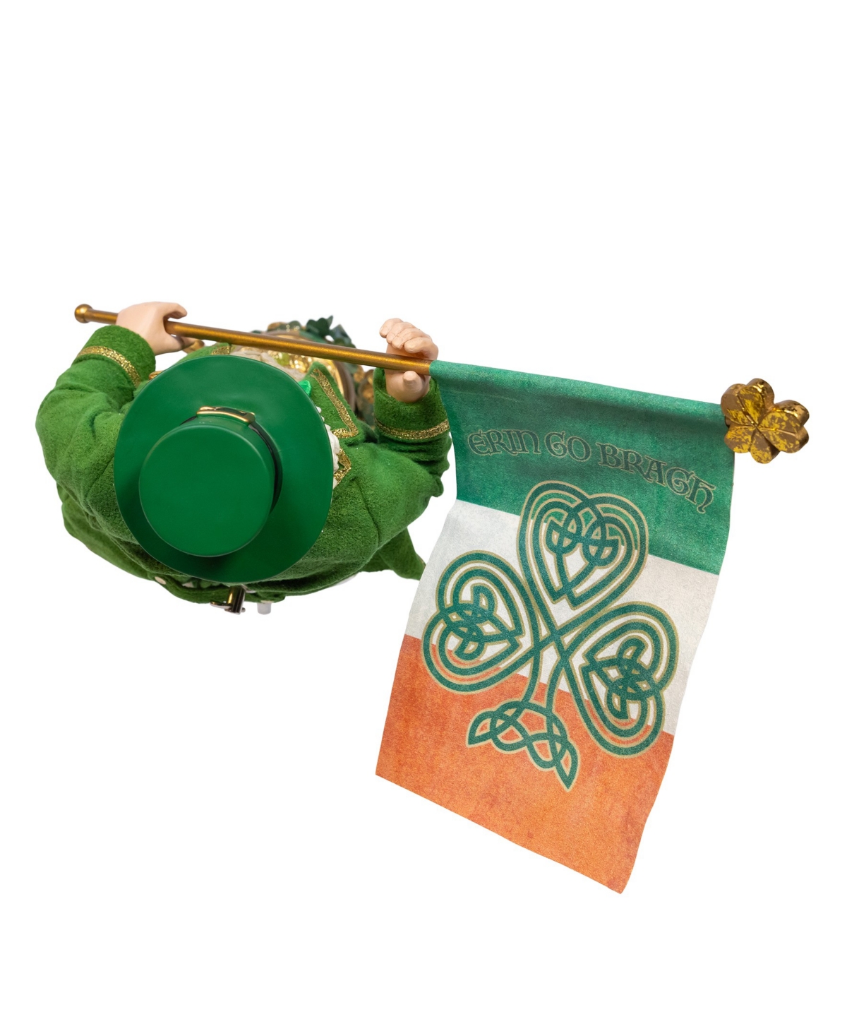 Kurt Adler 11-inch Fabriche Musical Irish Santa In Green