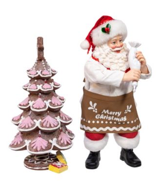 Fabrich&eacute; 10.5" Santa Decorating Gingerbread Tree, 2-Pc. Set