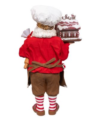 10.5-Inch Fabrich&eacute; Chef Santa Decorating Gingerbread House