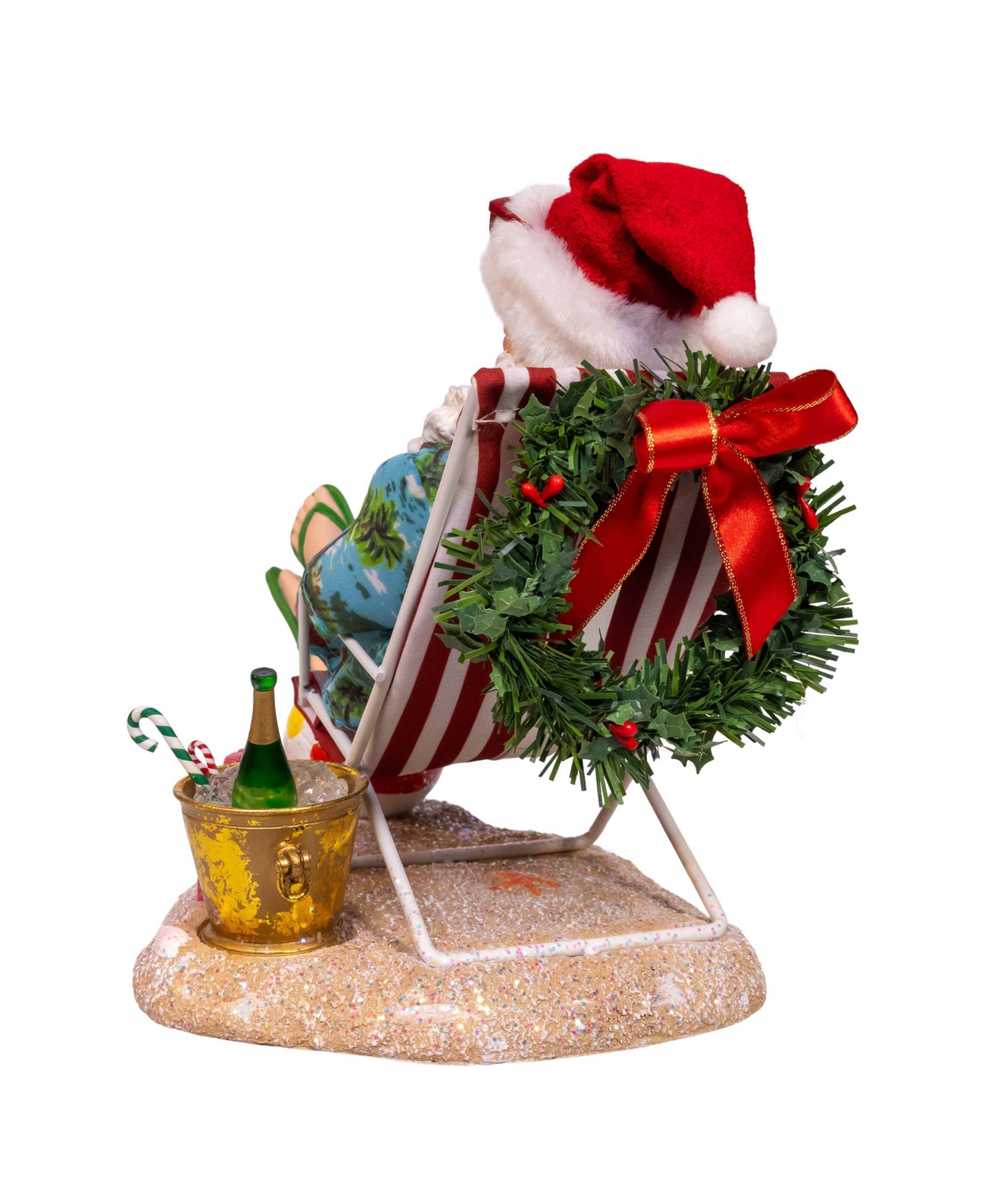 Kurt Adler 8.5-inch Fabriche Santa Sitting On Beach Chair In Multi