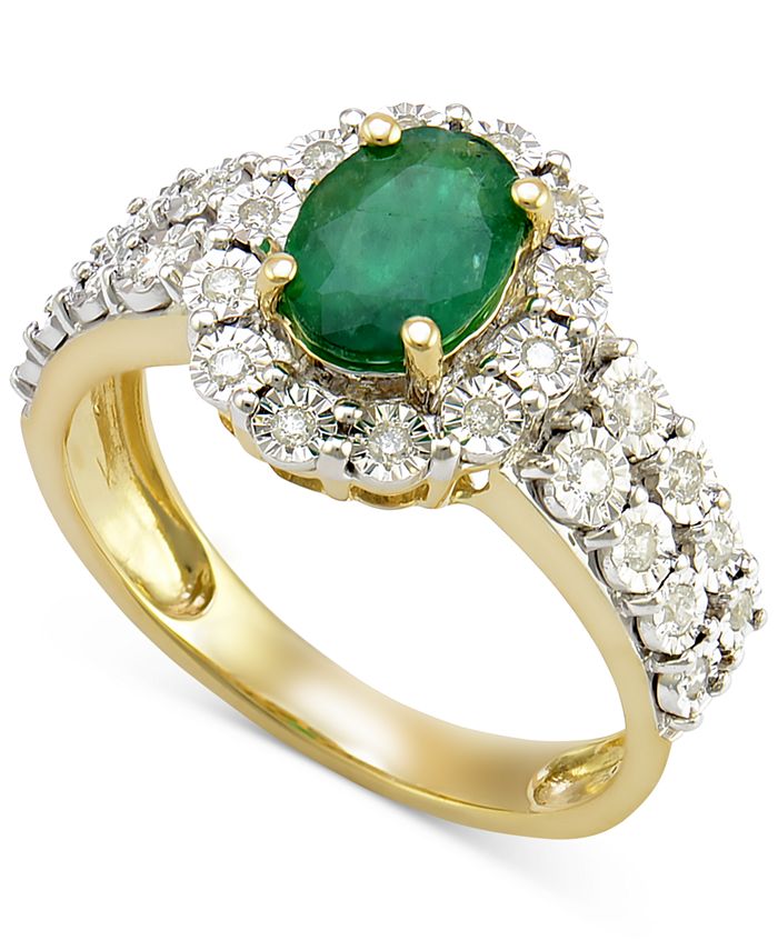 Macy's Emerald (3/4 ct. t.w.) and Diamond (1/4 ct. t.w.) Ring in 14k