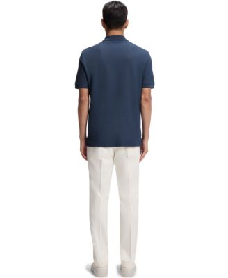 Men's Zip Placket Structured-Cotton Polo Shirt