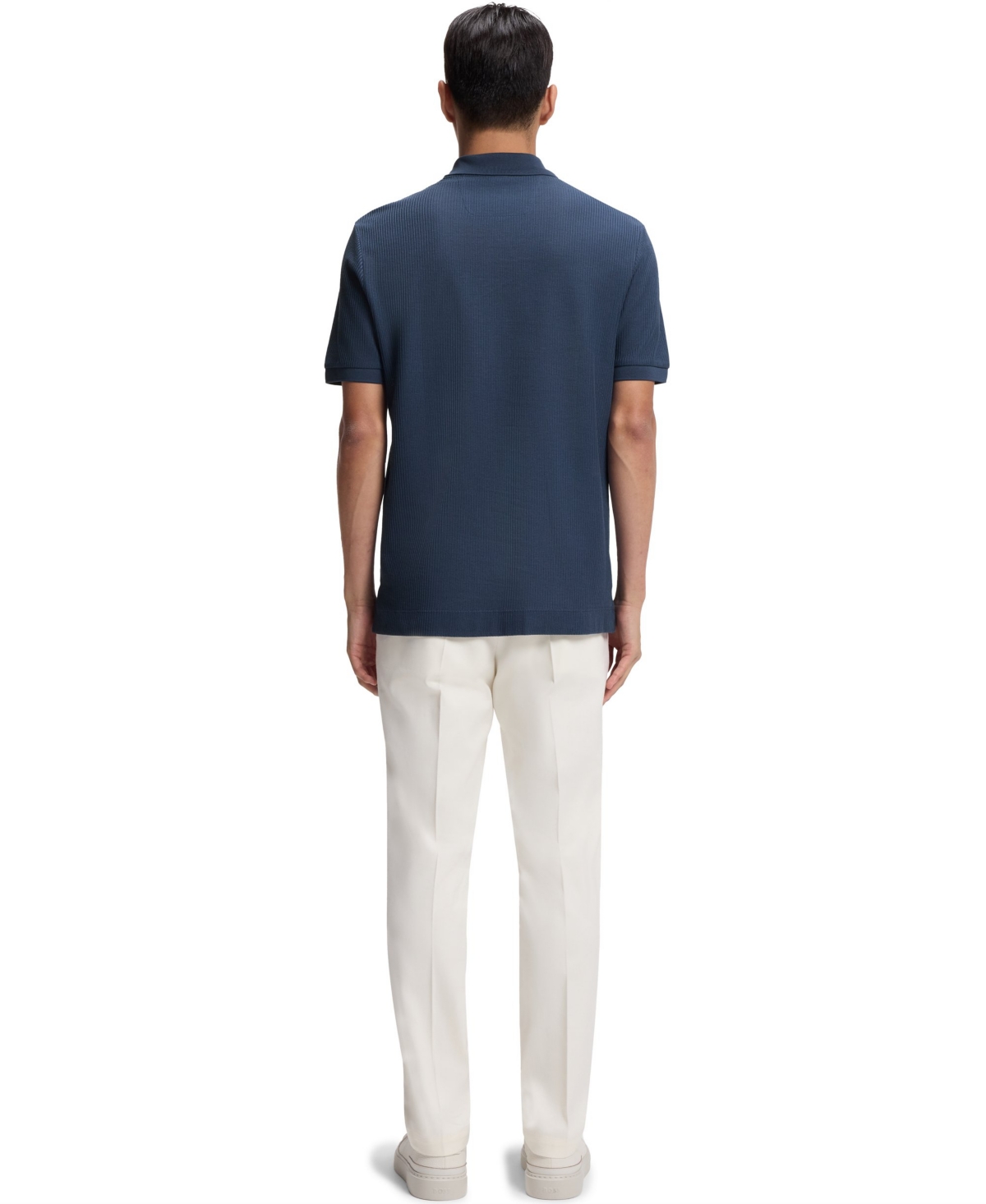 Hugo Boss Boss By  Men's Zip Placket Structured-cotton Polo Shirt In Blue