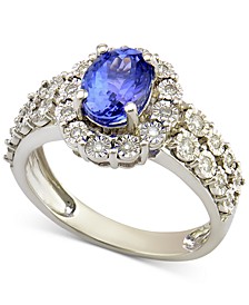 Sapphire (1-1/4 ct. t.w.) and Diamond (1/4 ct. t.w.) Ring in 14k White Gold (Also Available in Tanzanite)