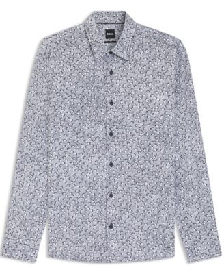 Men's Printed Cotton Blend Slim-Fit Dress Shirt