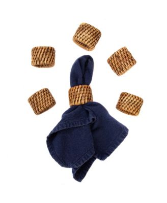 Artifacts Trading Company Rattan 6-Piece Oval Napkin Ring Set