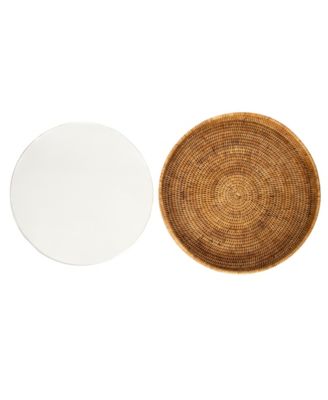 Artifacts Trading Company Round Serving-Ottoman Tray with Glass Insert