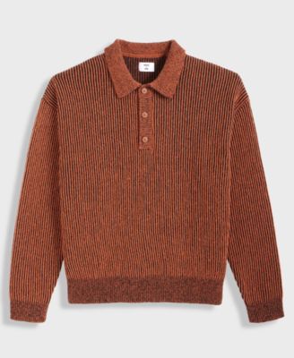Men's Relaxed Fit Plaited Long Sleeve Polo Sweater, Macy's Exclusive