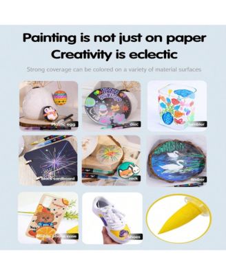 48 Colors Acrylic Paint Pens, Soft Brush Tip Paint Markers, Quick-Drying Waterproof Acrylic Markers for Canvas, Fabric Painting, DIY Crafts