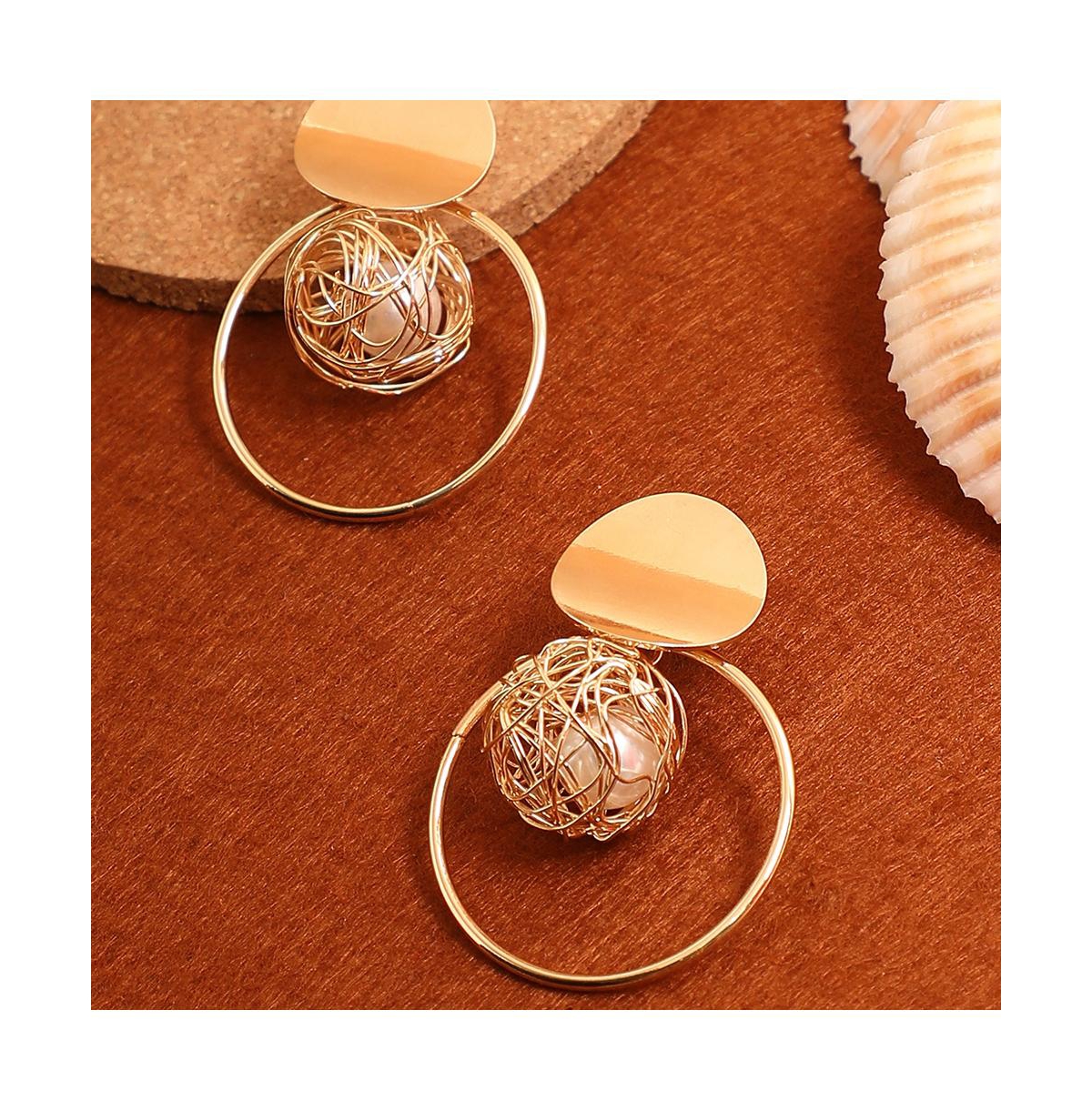 Sohi Women's Silver Metallic Drop Earrings