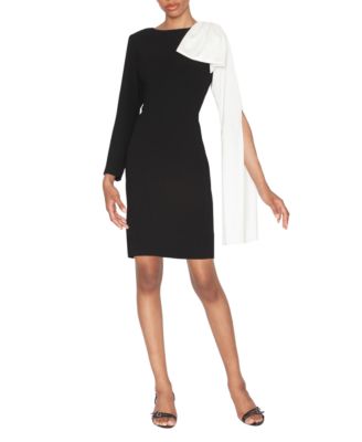 WHITE TIE by Shani - Women's Dramatic Bow Boat Neck Dress
