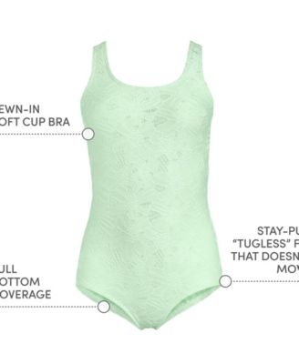 Women's D-Cup Tugless Low Leg Lace One Piece Swimsuit