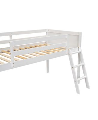 Boyle Living Twin Size Wood Low Loft Bed with Ladder, ladder can be placed on the left or right