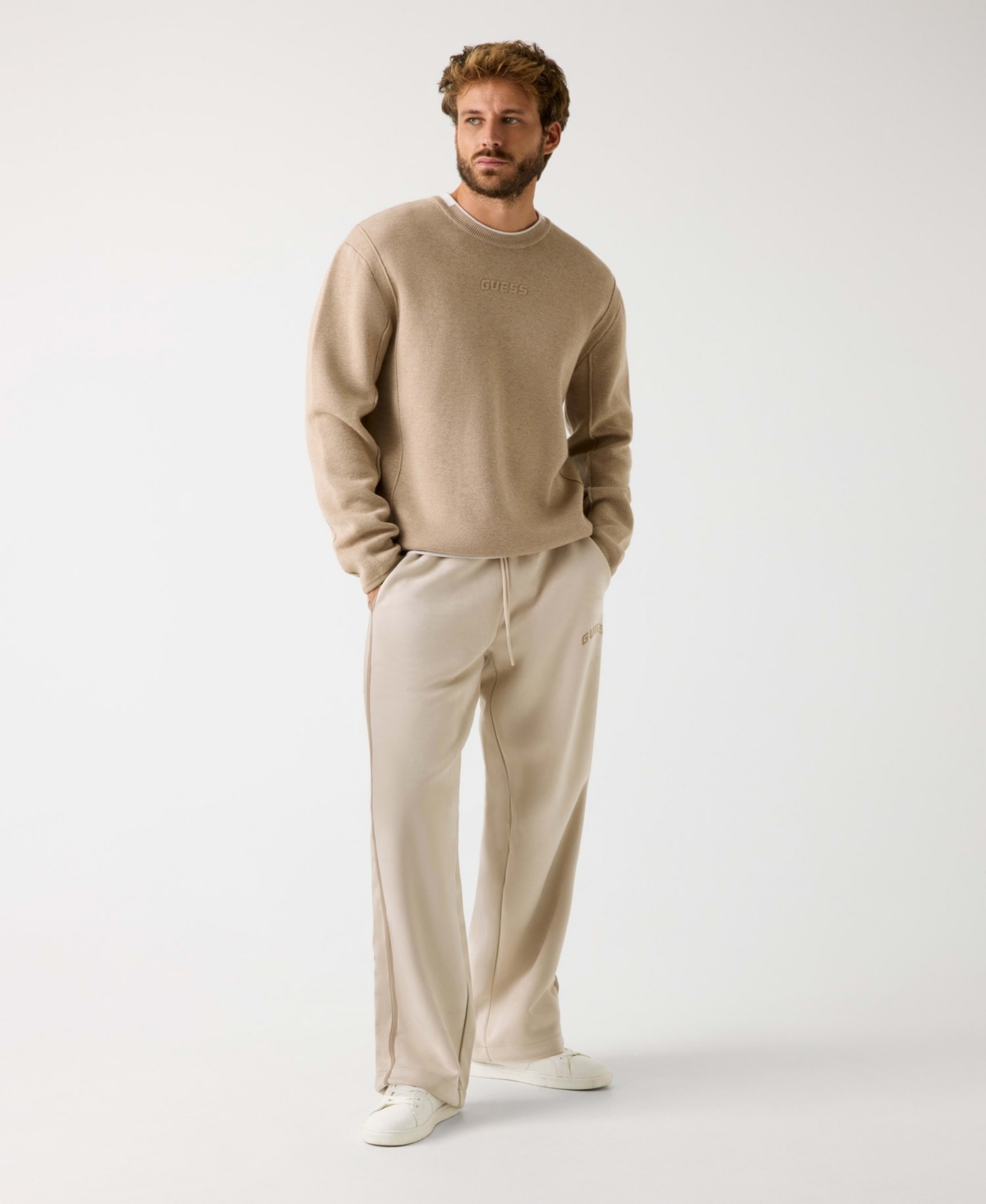 Guess Men's Yaki Long Sleeve Crewneck Sweatshirt In Brown