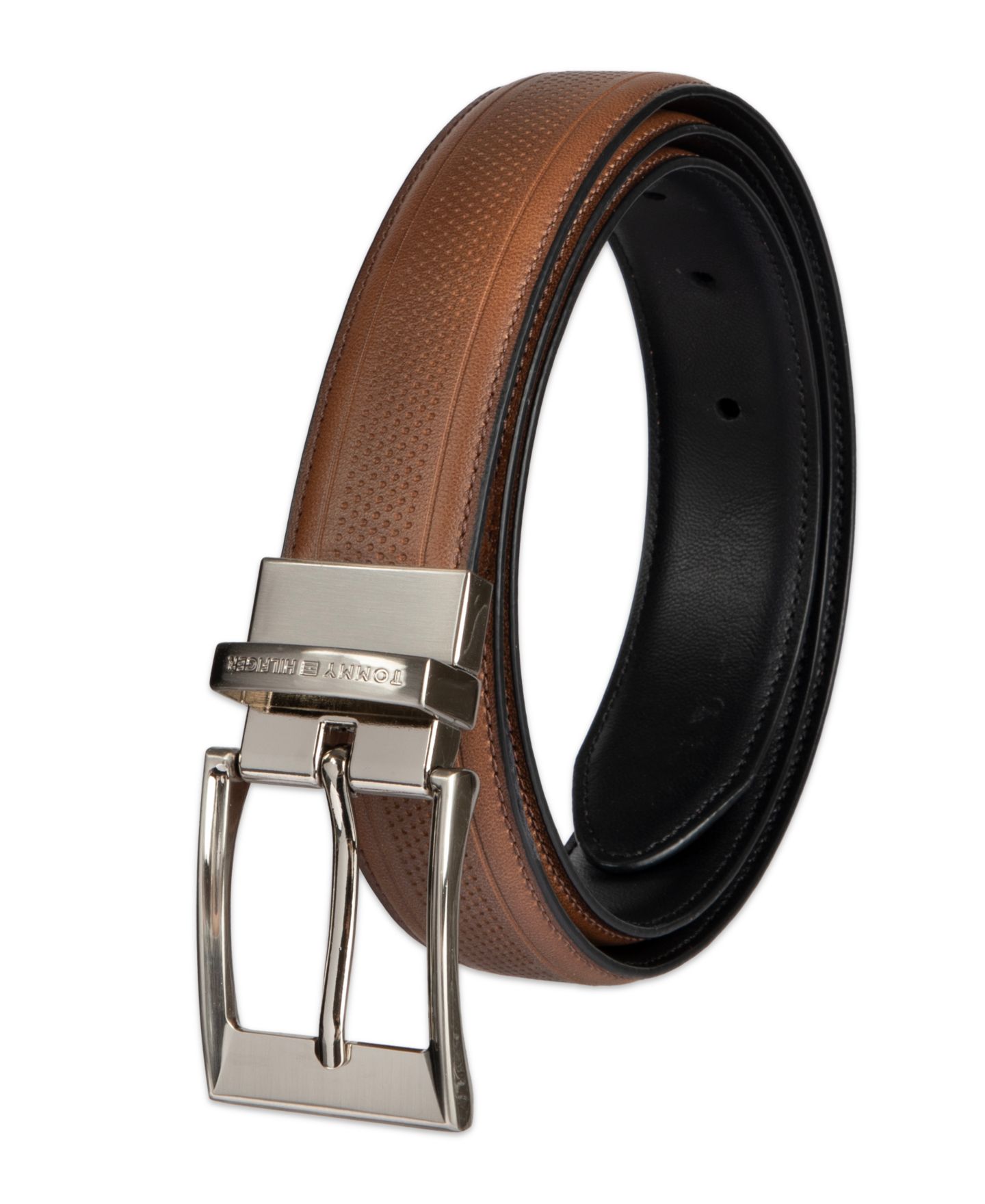 Мужской ремень Tommy Hilfiger 32MM Stretch Belt, цвет: Рыжевато-коричневый / Чёрный — фото 5