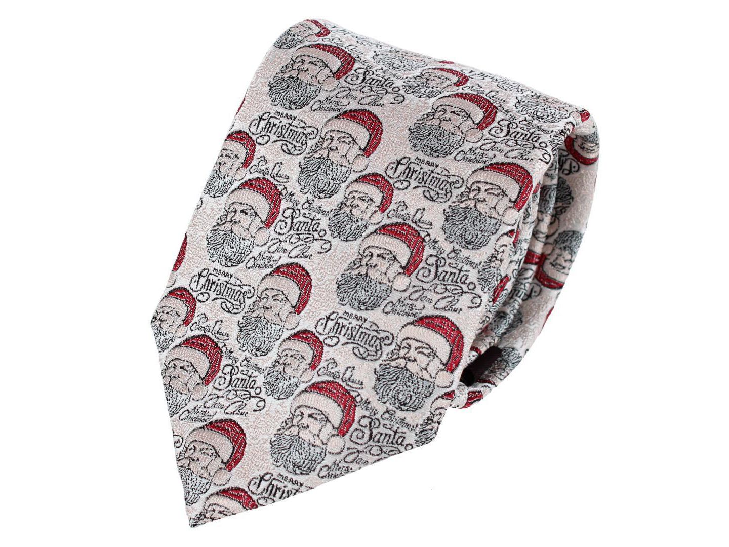 Мужской галстук TRAFALGAR Big & Tall Santa Claus Is Watching Silk Novelty Necktie, цвет: Кремовый — фото 1