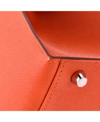 Kelly 28 Handbag Orange Epsom with Palladium Hardware