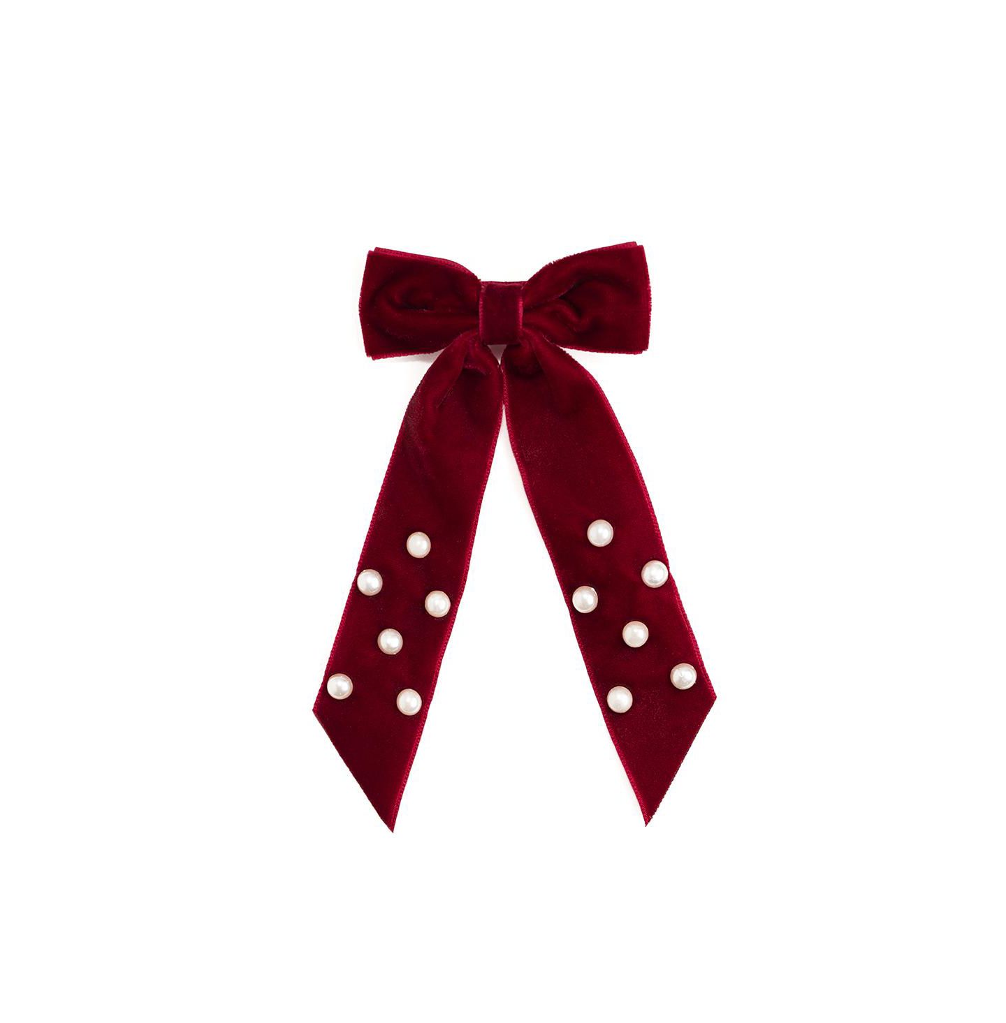 Аксессуары для волос Sweet Wink Ruby Red Velvet Coquette Bow Clip для девочек, цвет: Рубиновый красный — фото 1