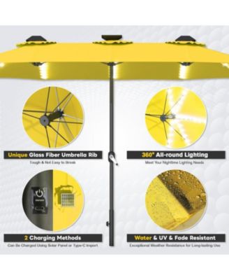 15ft Patio Double-Sided Umbrella, 156 PCS Solar LED Light Outdoor Large Umbrella