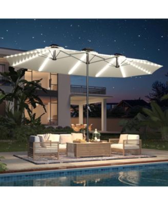 15ft Patio Double-Sided Umbrella, 156 PCS Solar LED Light Outdoor Large Umbrella