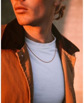 Men's 2mm Box Chain Necklace, 14K Gold Plated Sterling Silver